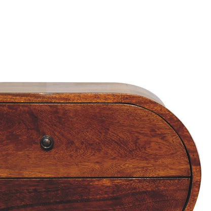 24" Chestnut Solid Wood Oval Two Drawer Nightstand HomeRoots