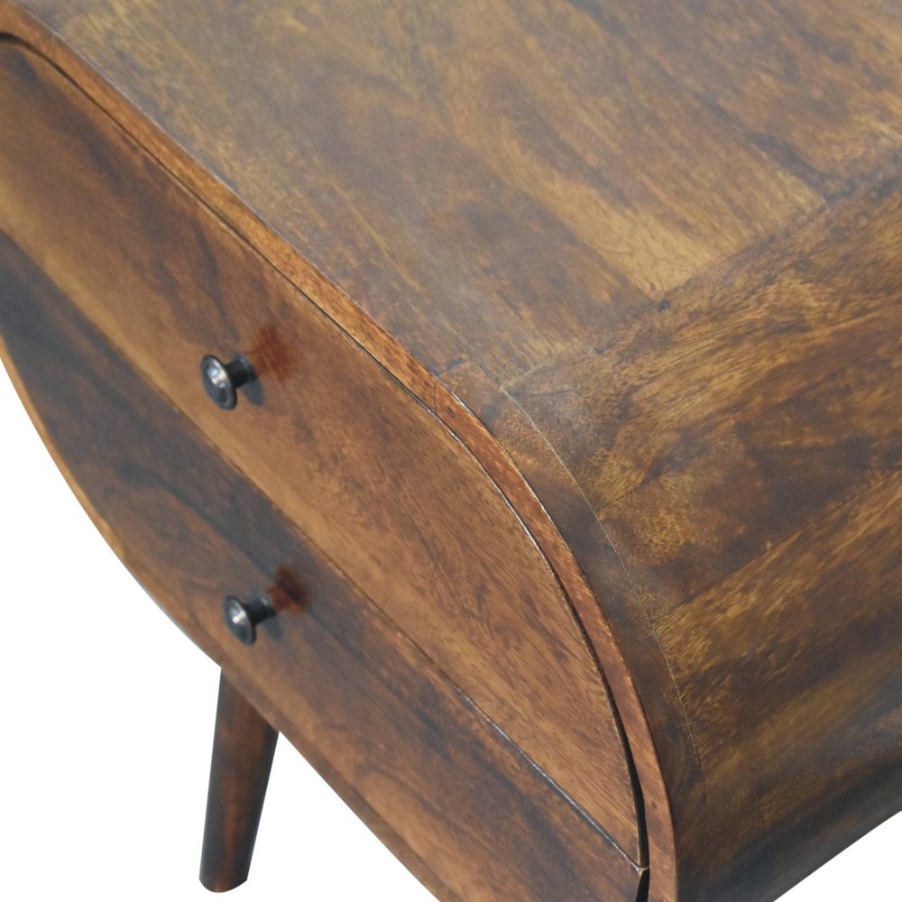 24" Chestnut Solid Wood Oval Two Drawer Nightstand HomeRoots