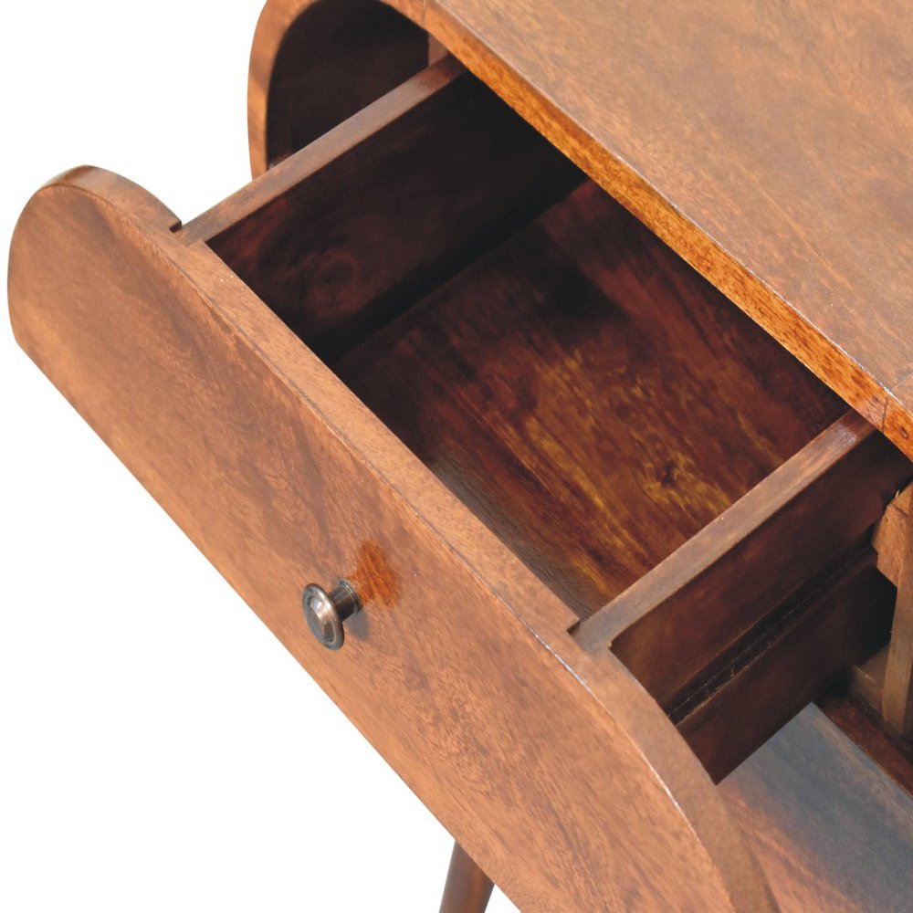 24" Chestnut Solid Wood Oval Two Drawer Nightstand HomeRoots
