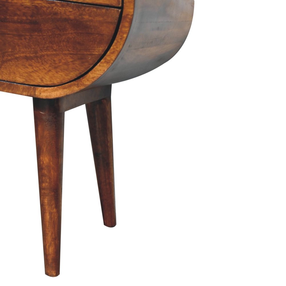 24" Chestnut Solid Wood Oval Two Drawer Nightstand HomeRoots