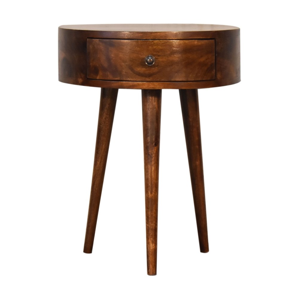 21" Brown Solid Wood Round One Drawer Nightstand HomeRoots