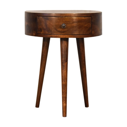 21" Brown Solid Wood Round One Drawer Nightstand HomeRoots