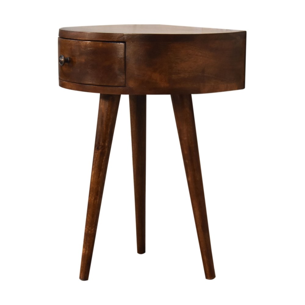 21" Brown Solid Wood Round One Drawer Nightstand HomeRoots