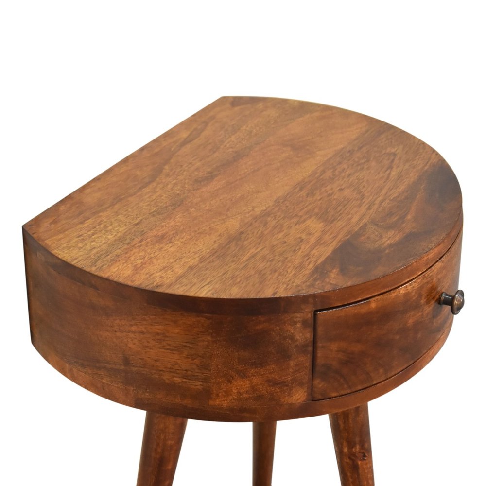 21" Brown Solid Wood Round One Drawer Nightstand HomeRoots