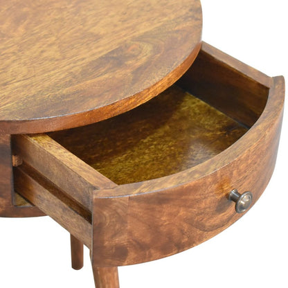 21" Brown Solid Wood Round One Drawer Nightstand HomeRoots