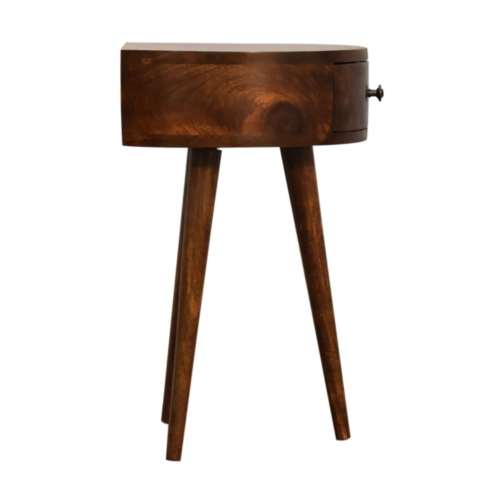 21" Brown Solid Wood Round One Drawer Nightstand HomeRoots