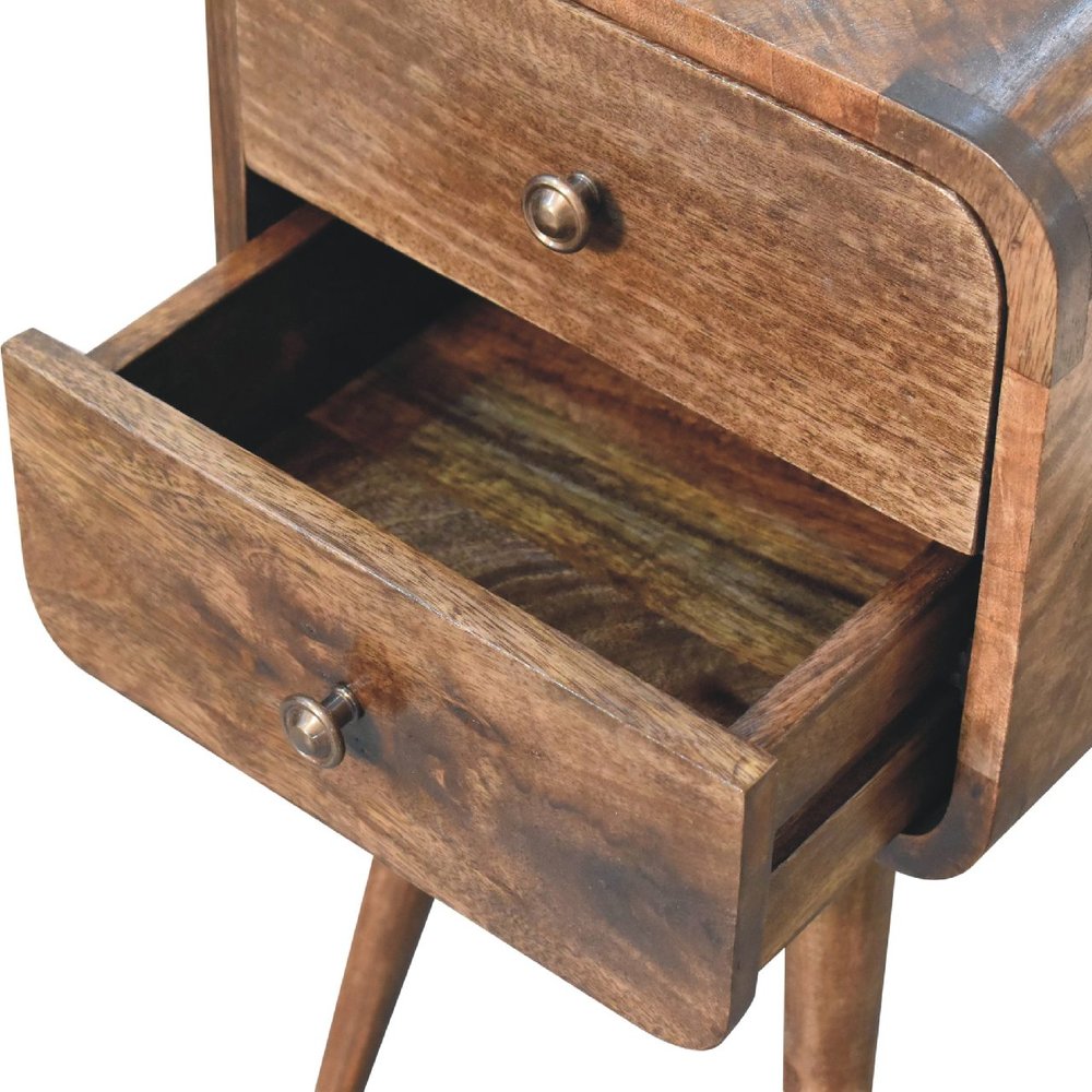 22" Natural Solid Wood Square Distressed Two Drawer Nightstand HomeRoots