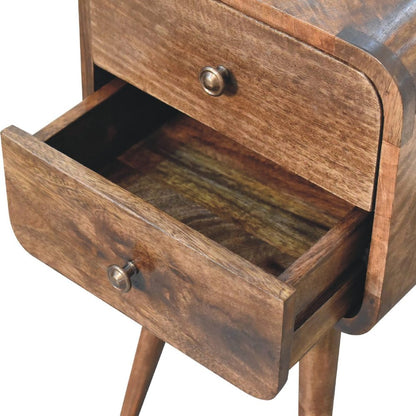 22" Natural Solid Wood Square Distressed Two Drawer Nightstand HomeRoots