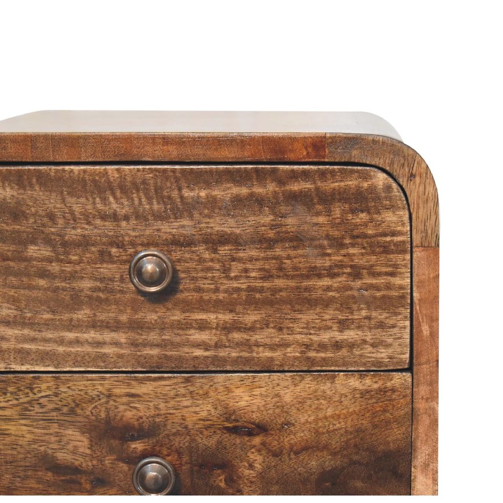 22" Natural Solid Wood Square Distressed Two Drawer Nightstand HomeRoots