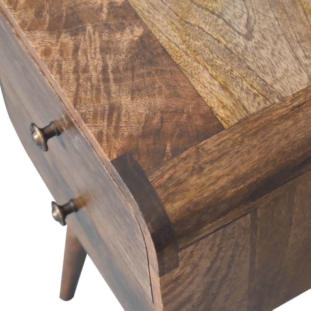 22" Natural Solid Wood Square Distressed Two Drawer Nightstand HomeRoots