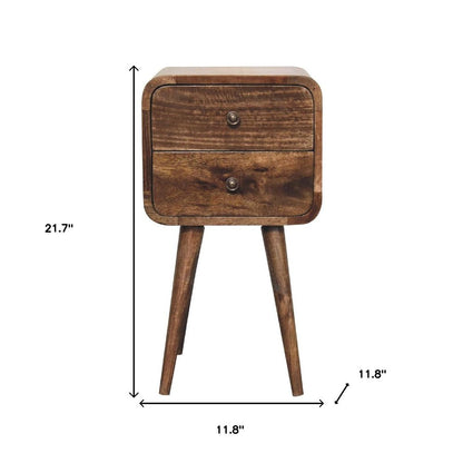 22" Natural Solid Wood Square Distressed Two Drawer Nightstand HomeRoots