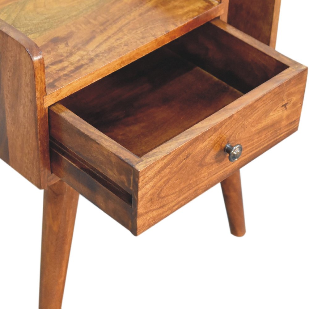 22" Chestnut Solid Wood One Drawer Nightstand — view 3