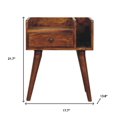 22" Chestnut Solid Wood One Drawer Nightstand HomeRoots