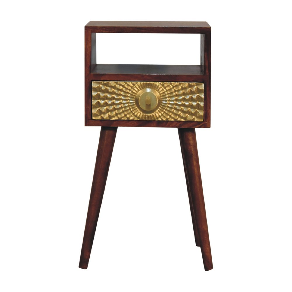 23" Chestnut Solid Wood Square One Drawer Nightstand