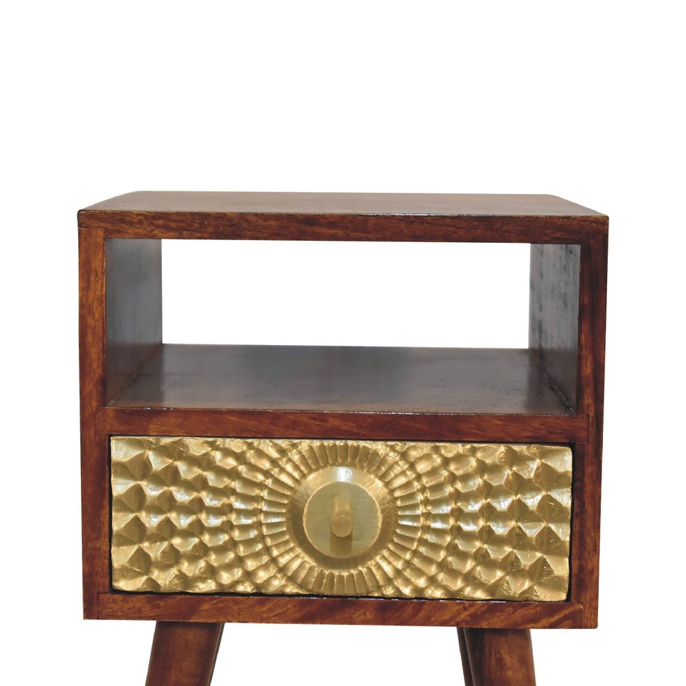 23" Chestnut Solid Wood Square One Drawer Nightstand