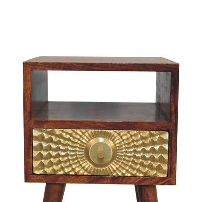 23" Chestnut Solid Wood Square One Drawer Nightstand