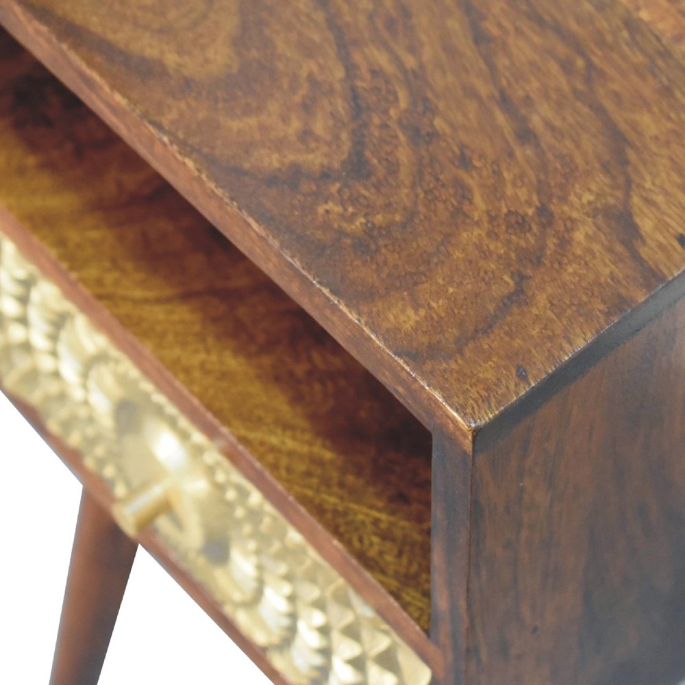 23" Chestnut Solid Wood Square One Drawer Nightstand
