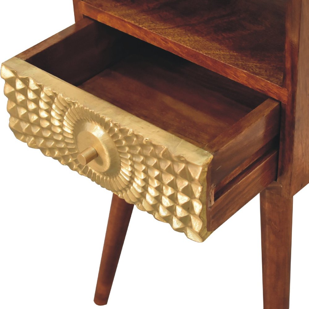 23" Chestnut Solid Wood Square One Drawer Nightstand