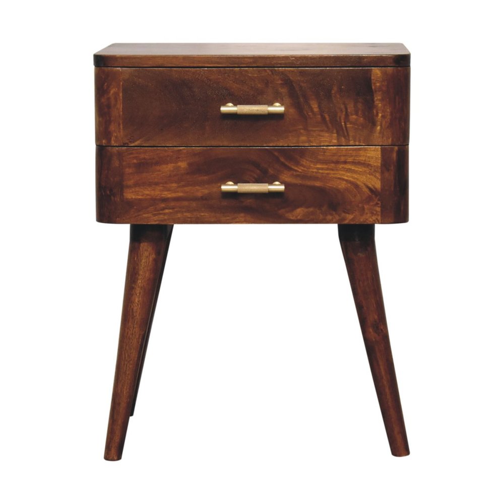 23" Chestnut Solid Wood Two Drawer Nightstand — view 1