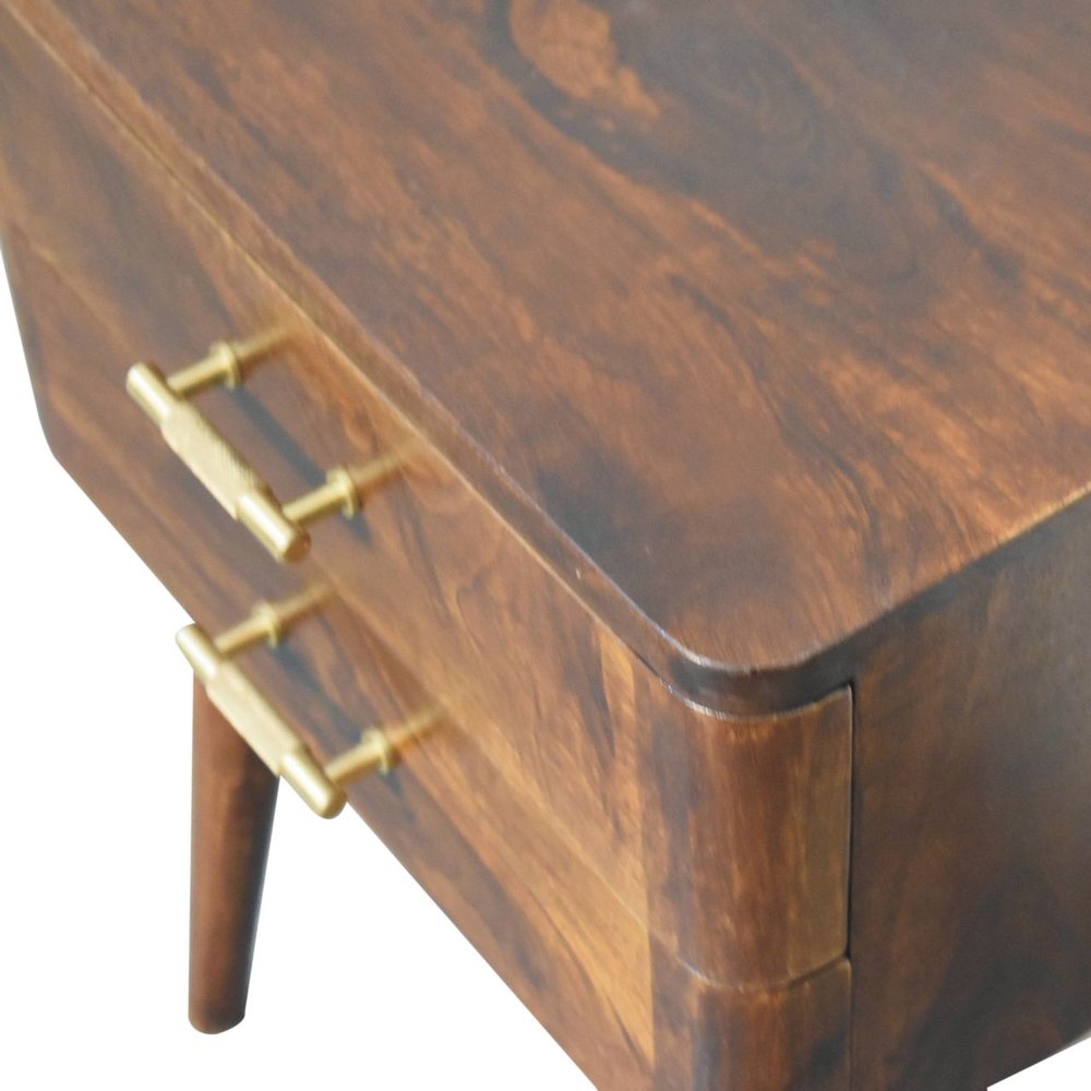 23" Chestnut Solid Wood Two Drawer Nightstand — view 2