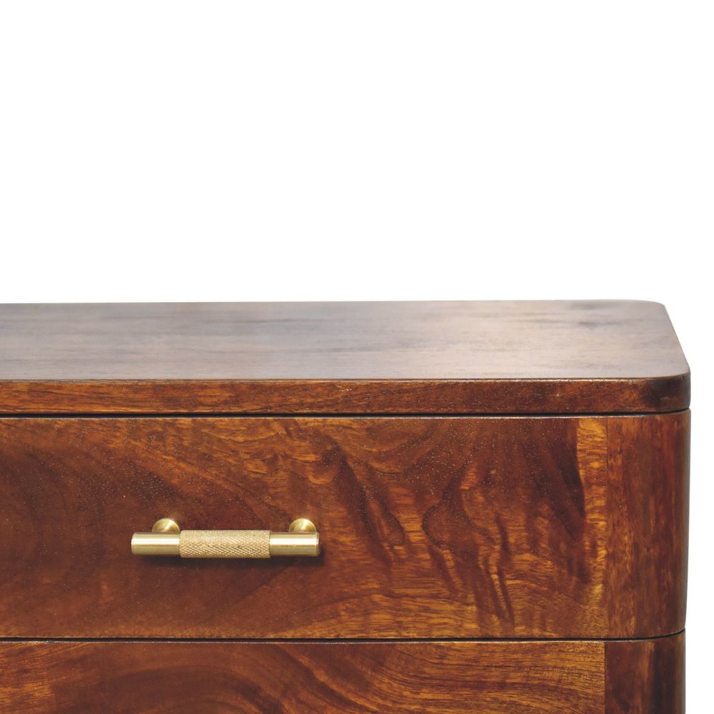 23" Chestnut Solid Wood Two Drawer Nightstand — view 3