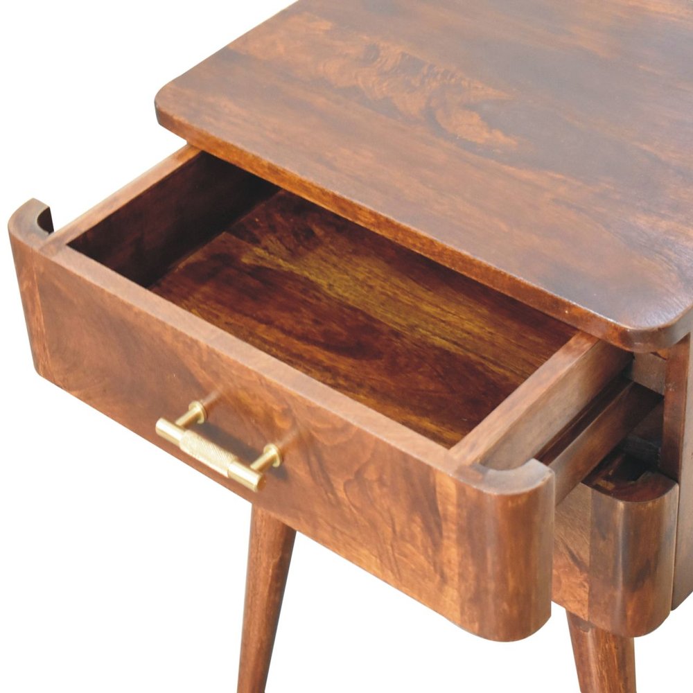 23" Chestnut Solid Wood Two Drawer Nightstand — view 4