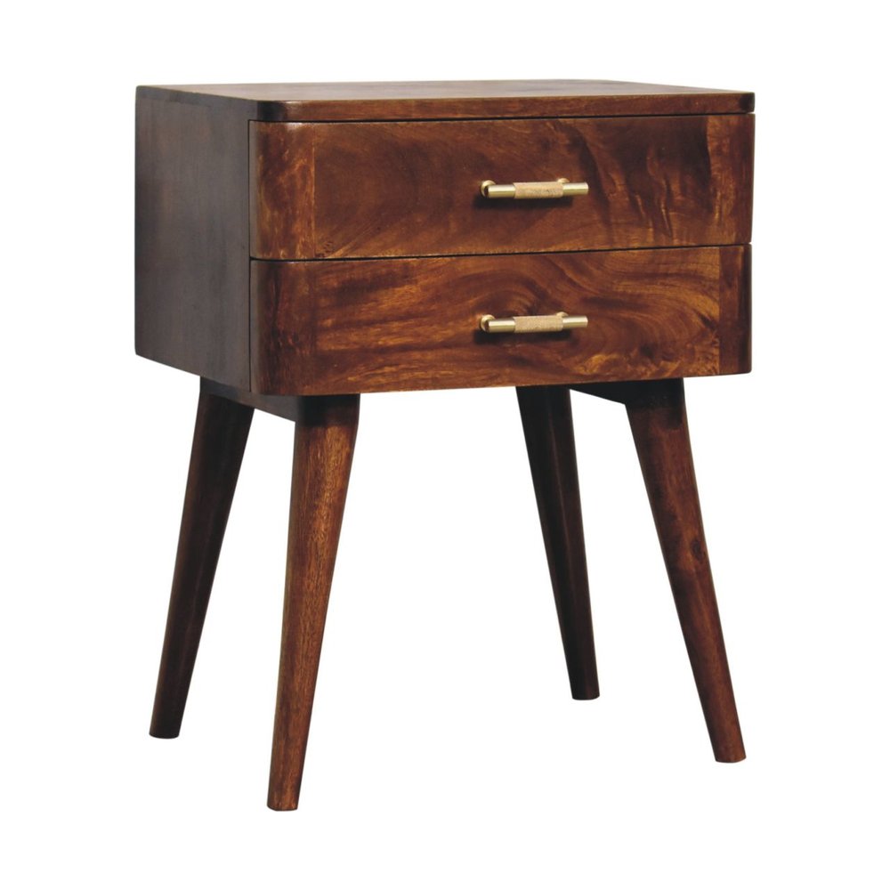 23" Chestnut Solid Wood Two Drawer Nightstand — view 7