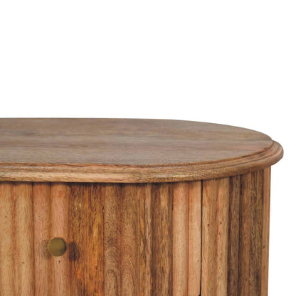 20" Natural Solid Wood Oval Ribbed Texture Two Drawer Nightstand HomeRoots