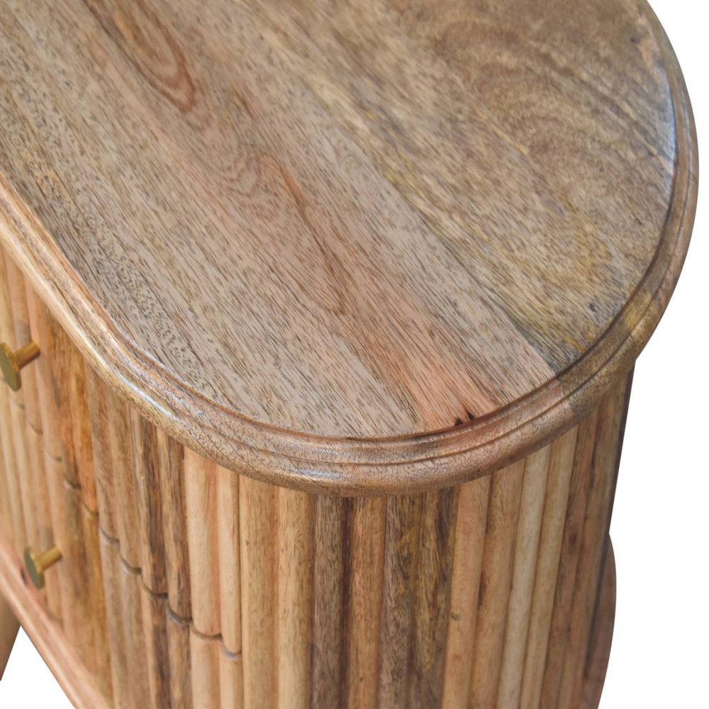 20" Natural Solid Wood Oval Ribbed Texture Two Drawer Nightstand HomeRoots