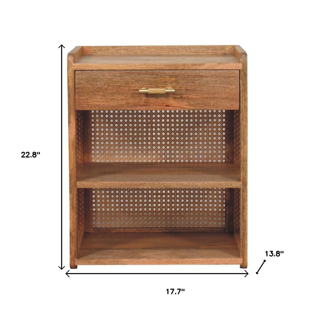 23" Oak Solid Wood One Drawer Nightstand HomeRoots