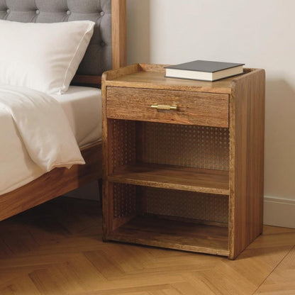 23" Oak Solid Wood One Drawer Nightstand HomeRoots