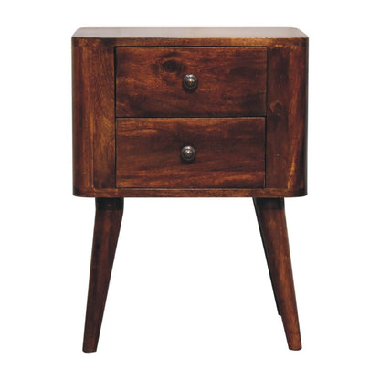 24" Chestnut Solid Wood Square Two Drawer Nightstand HomeRoots