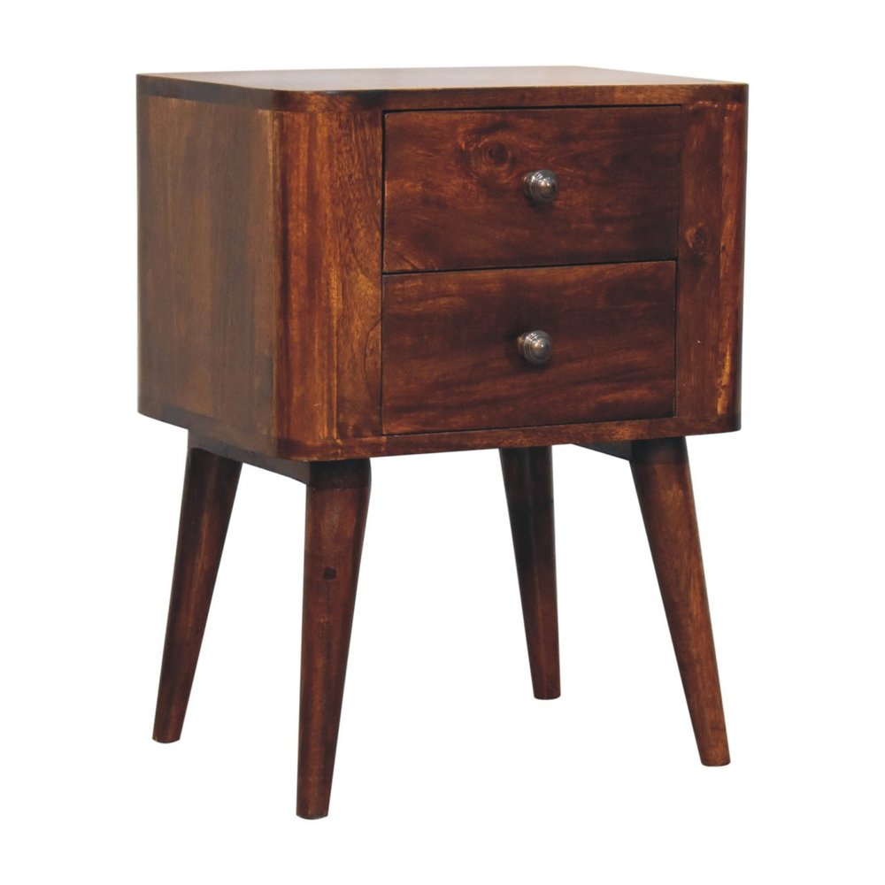 24" Chestnut Solid Wood Square Two Drawer Nightstand HomeRoots