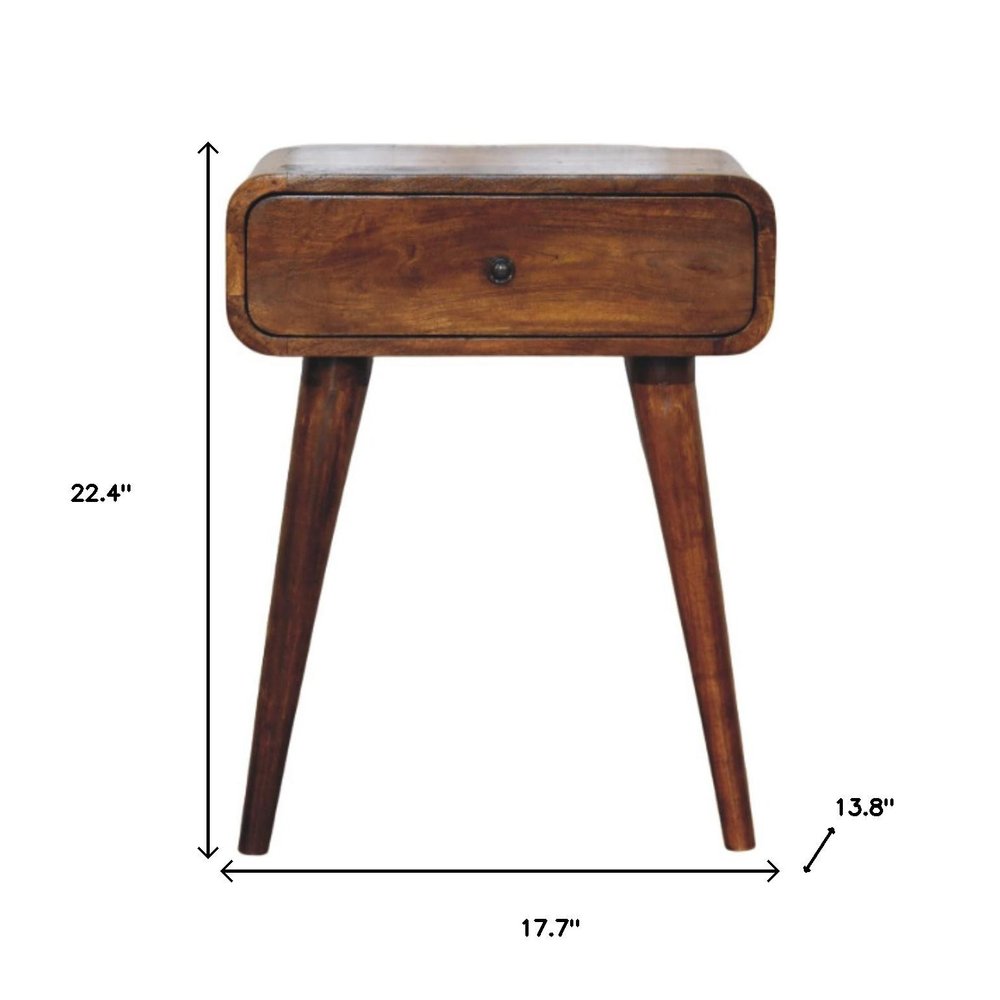 22" Chestnut Solid Wood One Drawer Nightstand HomeRoots