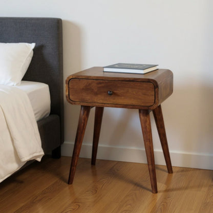 22" Chestnut Solid Wood One Drawer Nightstand HomeRoots