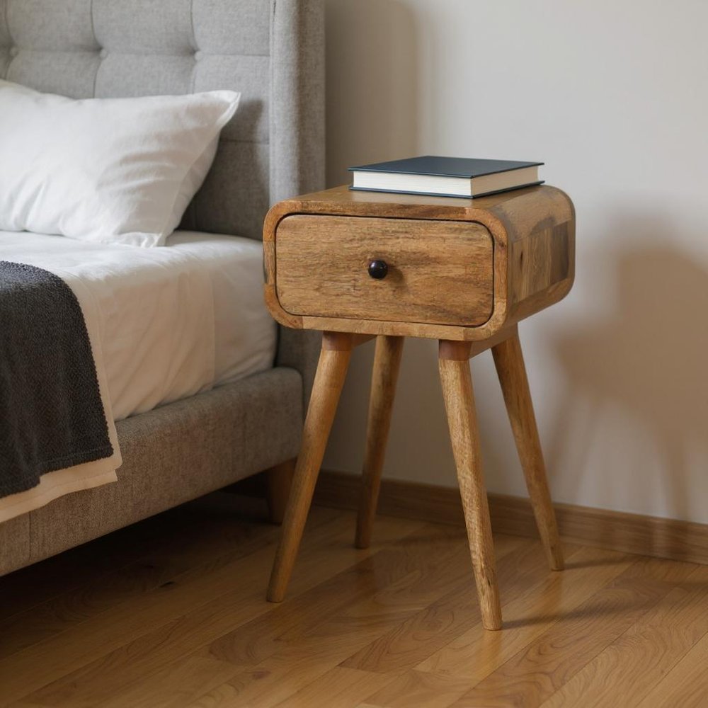 19" Oak Solid Wood Square One Drawer Nightstand — view 10