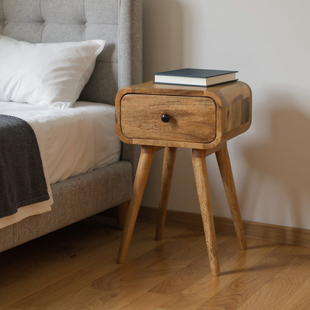 19" Beige Solid Wood Square One Drawer Nightstand HomeRoots