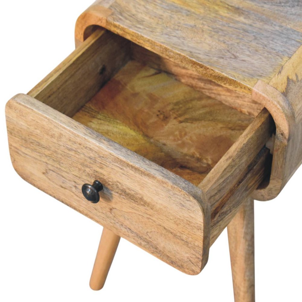 19" Oak Solid Wood Square One Drawer Nightstand — view 3