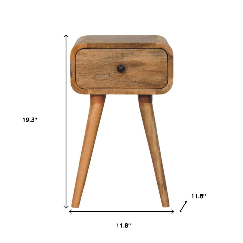 19" Oak Solid Wood Square One Drawer Nightstand HomeRoots