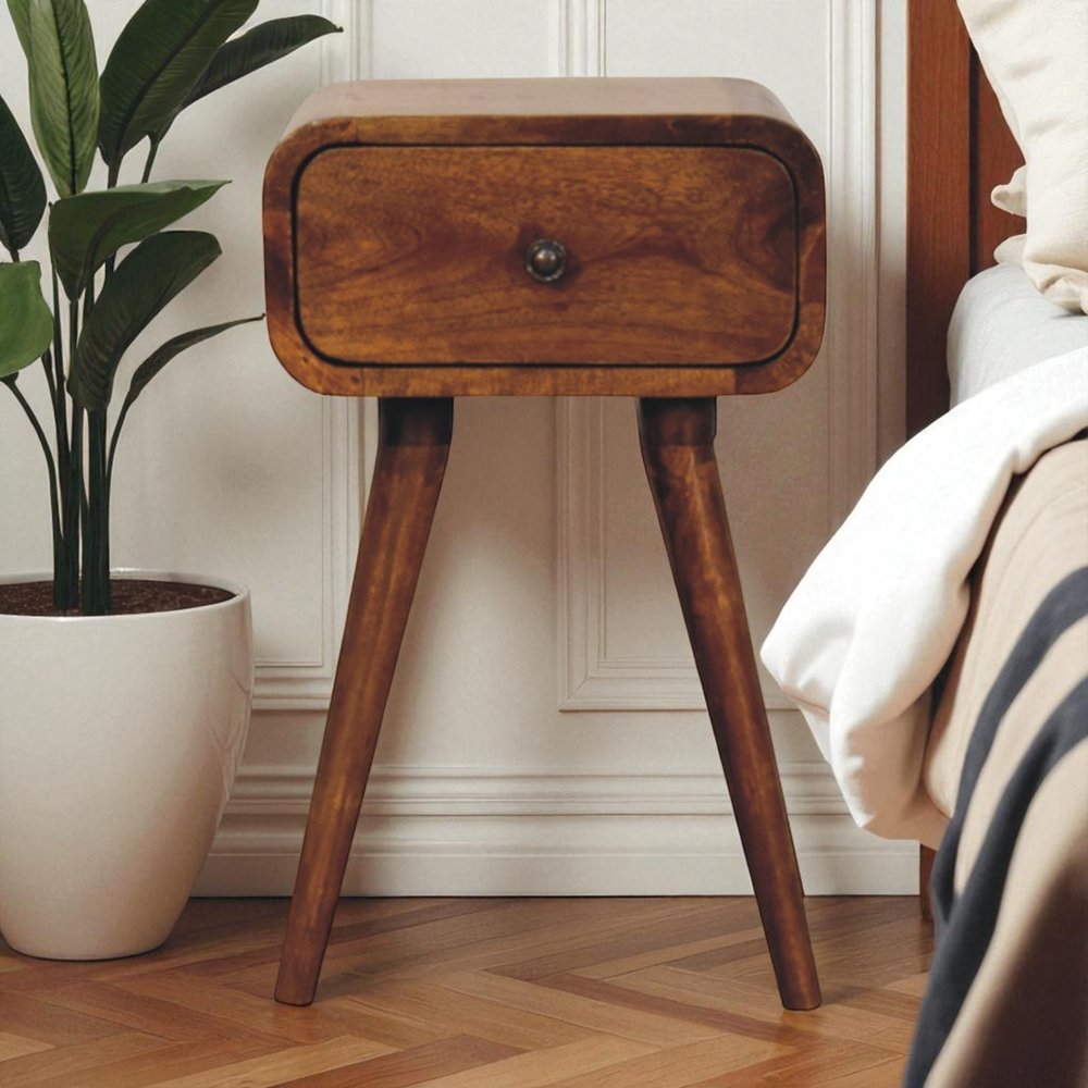 19" Chestnut Solid Wood Square One Drawer Nightstand HomeRoots