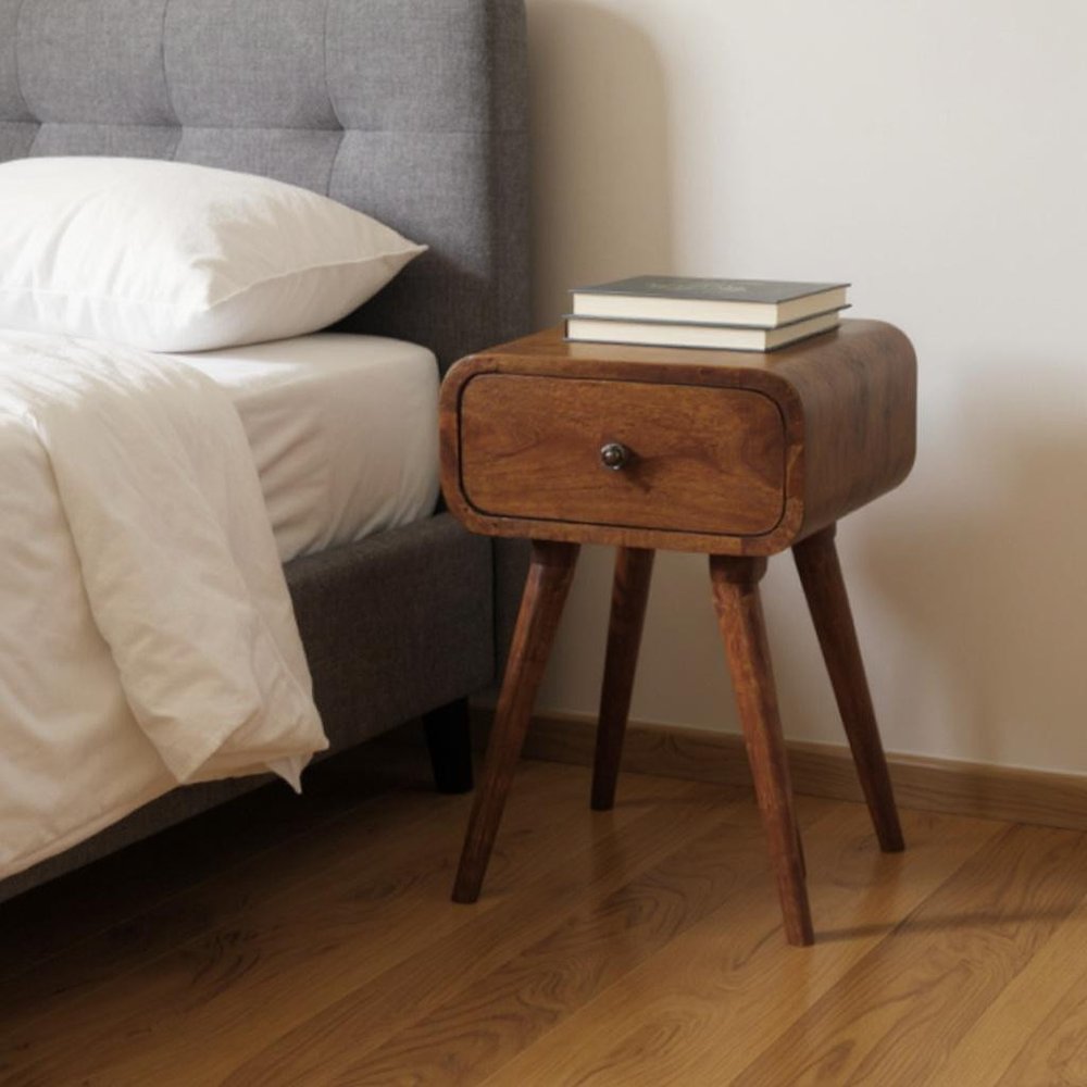 19" Chestnut Solid Wood Square One Drawer Nightstand HomeRoots