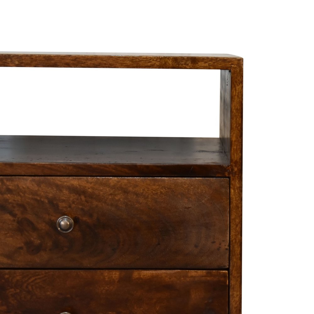 24" Chestnut Solid Wood Two Drawer Nightstand HomeRoots