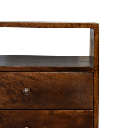 24" Chestnut Solid Wood Two Drawer Nightstand HomeRoots