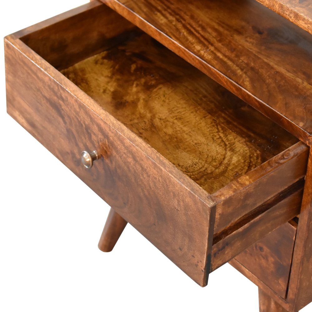 24" Chestnut Solid Wood Two Drawer Nightstand HomeRoots