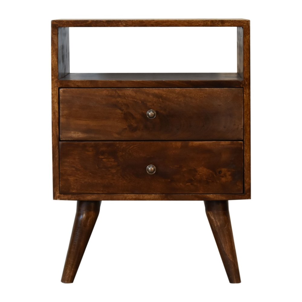 24" Chestnut Solid Wood Two Drawer Nightstand HomeRoots