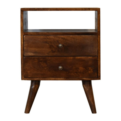 24" Chestnut Solid Wood Two Drawer Nightstand HomeRoots