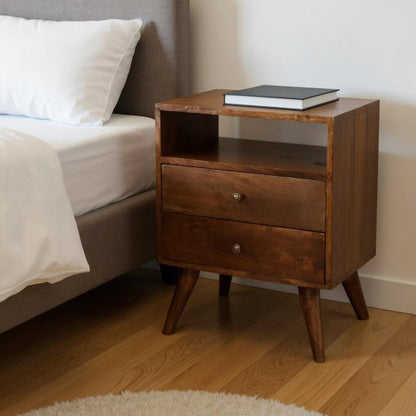 24" Chestnut Solid Wood Two Drawer Nightstand HomeRoots