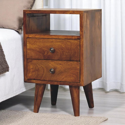 20" Brown Solid Wood Square Two Drawer Nightstand HomeRoots