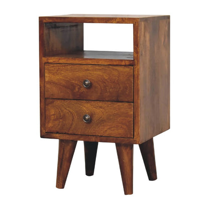 20" Brown Solid Wood Square Two Drawer Nightstand HomeRoots