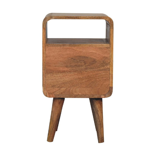 22" Chestnut Solid Wood Square Carved Geometric Two Drawer Nightstand